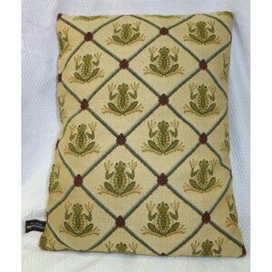 American Mills Frog Ladybug Tapestry Pattern Throw Pillow 15"X12" Square